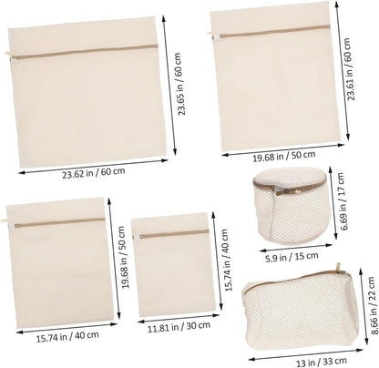 6pcs Mesh Laundry Bags with Zipper for Delicate Clothes Washing Clothing Organizer for Underwear Socks Gloves Protective Washing Machine Bags for Travel and Home Use