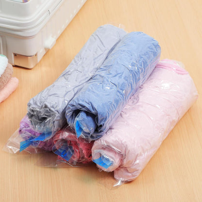 12 Pcs Travel Compression Vacuum Storage Bags Roll-up Seal Space Saver Bags for Clothing Luggage Portable Hand Roll Compression Packing Organizer