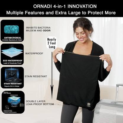 X Large Waterproof Antimicrobial Travel Wet Dry Laundry Bag Inhibits Bacteria & Odor from Swimsuits & Towels, Sweaty Gym Shoes, Dirty Clothes Protects Luggage Made in USA 17 x 23.5”