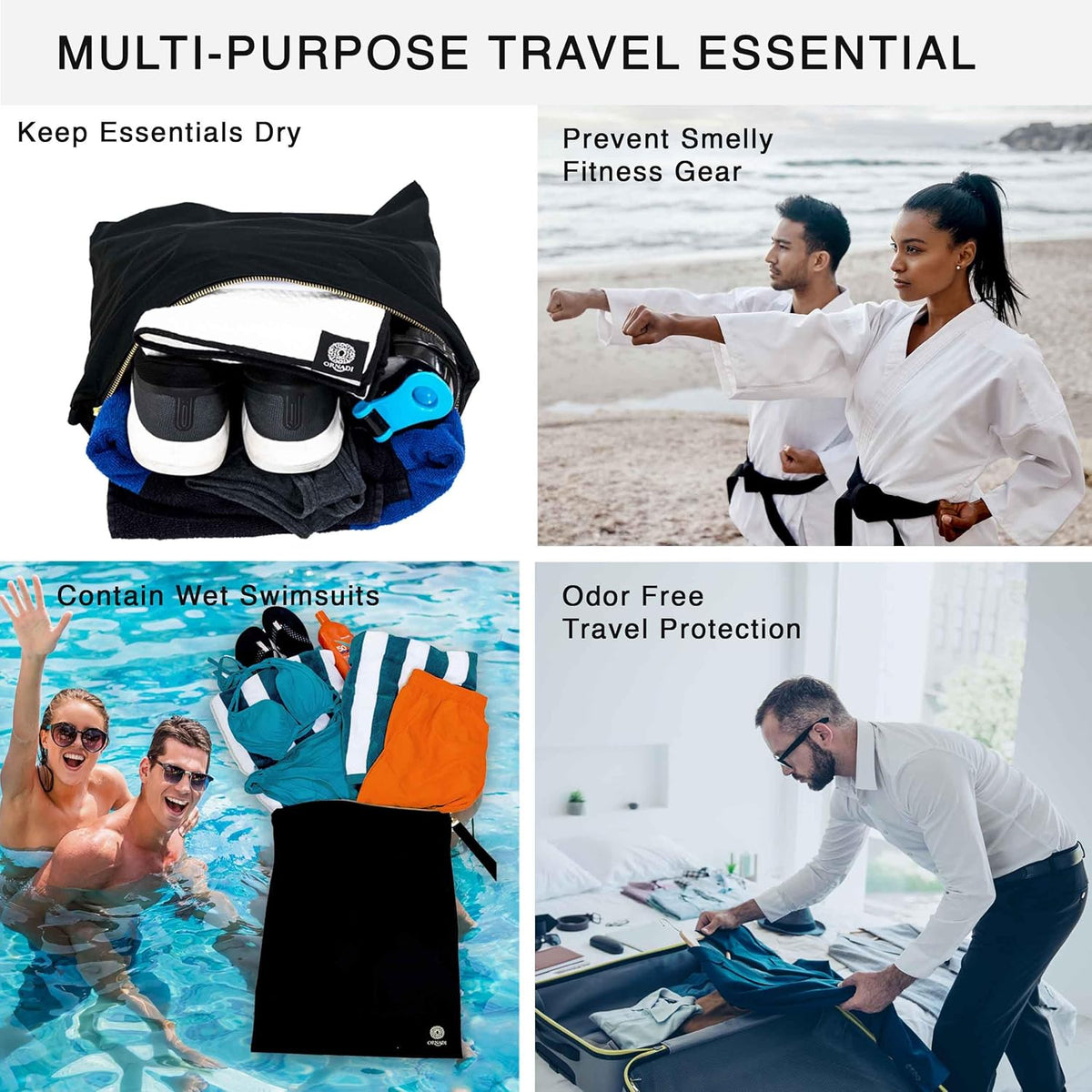 X Large Waterproof Antimicrobial Travel Wet Dry Laundry Bag Inhibits Bacteria & Odor from Swimsuits & Towels, Sweaty Gym Shoes, Dirty Clothes Protects Luggage Made in USA 17 x 23.5”
