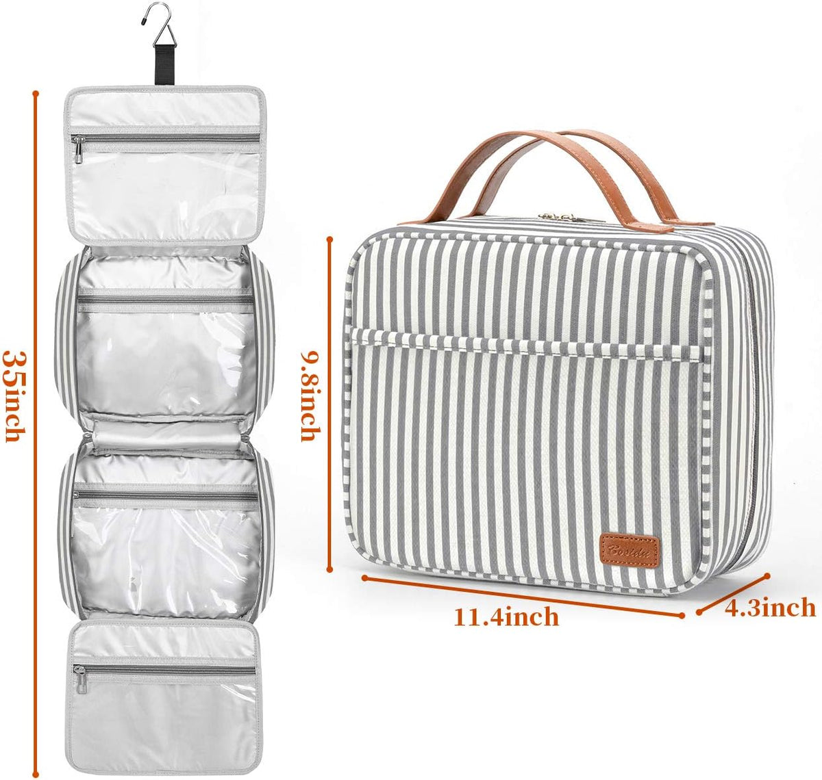 Hanging Travel Toiletry Bag,Large Capacity Cosmetic Travel Toiletry Organizer for Women with 4 Compartments & 1 Sturdy Hook,Perfect for Travel/Daily Use/Christmas