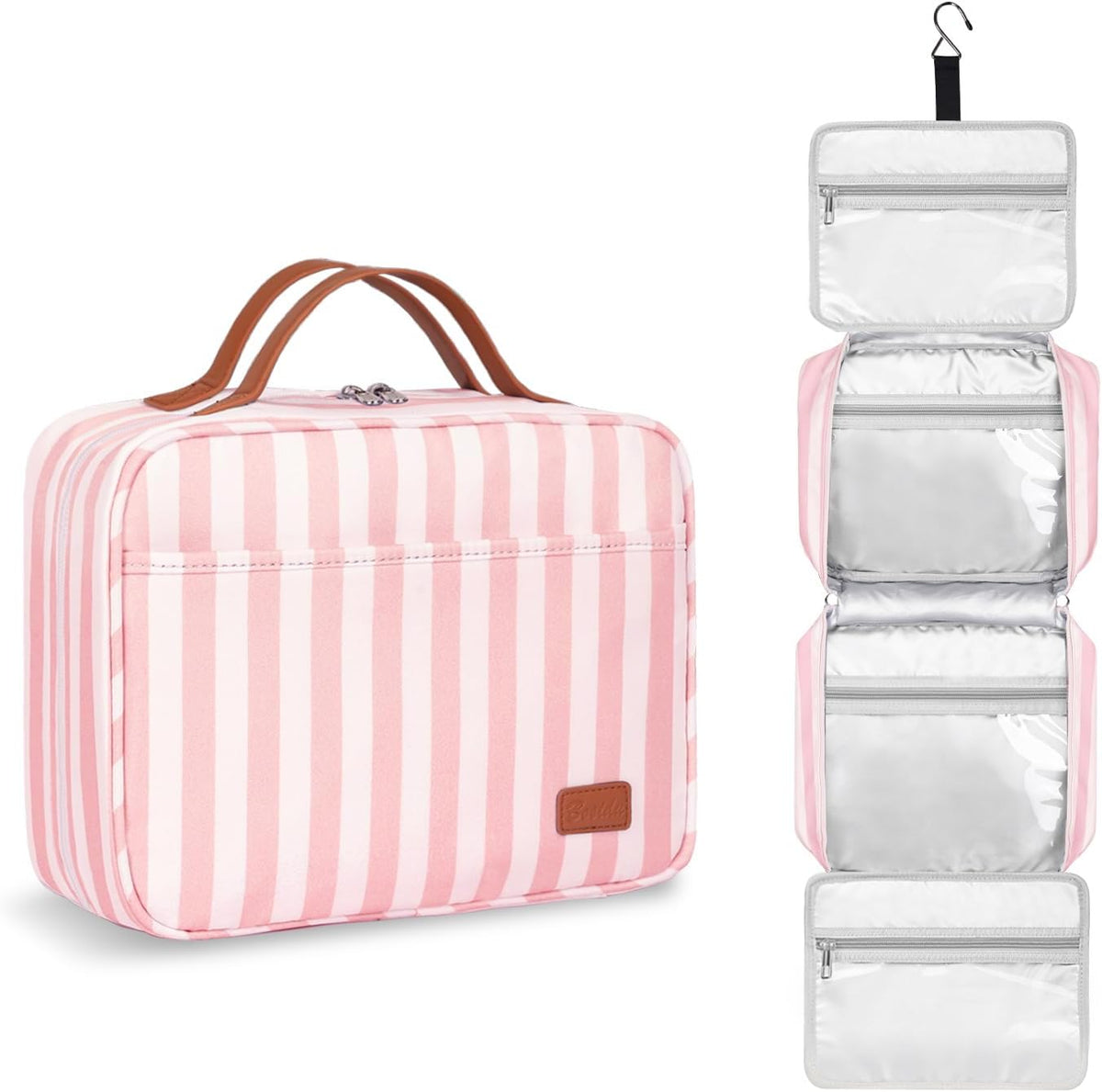 Hanging Travel Toiletry Bag,Large Capacity Cosmetic Travel Toiletry Organizer for Women with 4 Compartments & 1 Sturdy Hook,Perfect for Travel/Daily Use/Christmas