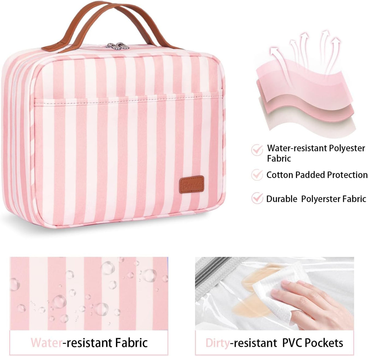 Hanging Travel Toiletry Bag,Large Capacity Cosmetic Travel Toiletry Organizer for Women with 4 Compartments & 1 Sturdy Hook,Perfect for Travel/Daily Use/Christmas