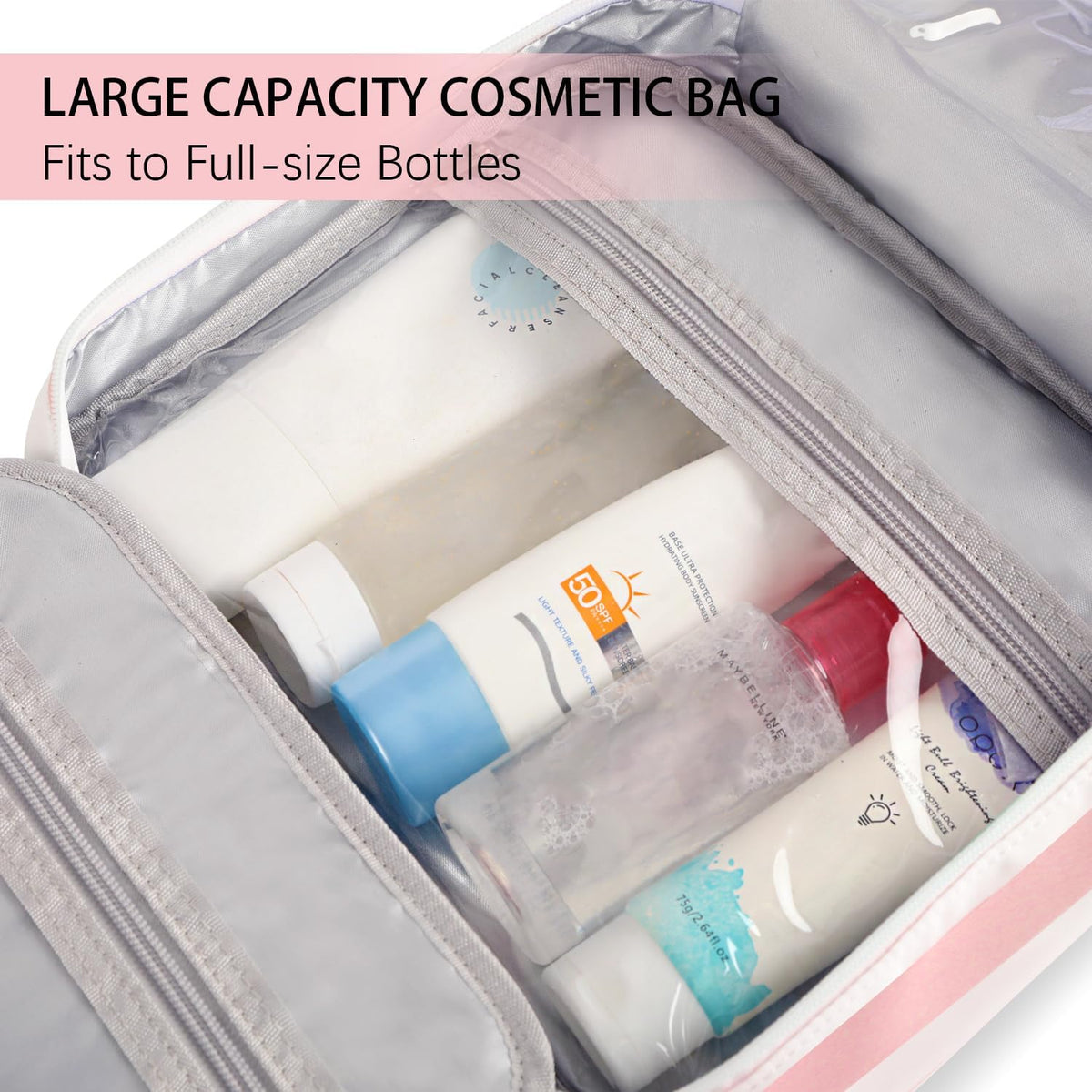 Hanging Travel Toiletry Bag,Large Capacity Cosmetic Travel Toiletry Organizer for Women with 4 Compartments & 1 Sturdy Hook,Perfect for Travel/Daily Use/Christmas