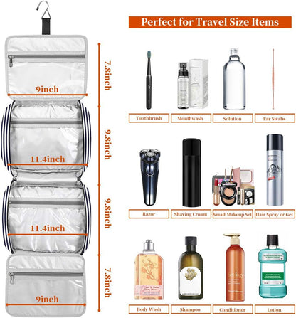 Hanging Travel Toiletry Bag,Large Capacity Cosmetic Travel Toiletry Organizer for Women with 4 Compartments & 1 Sturdy Hook,Perfect for Travel/Daily Use/Christmas