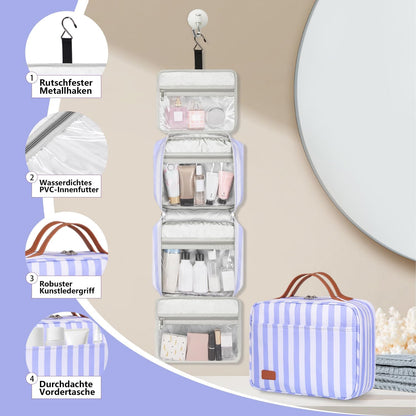 Hanging Travel Toiletry Bag,Large Capacity Cosmetic Travel Toiletry Organizer for Women with 4 Compartments & 1 Sturdy Hook,Perfect for Travel/Daily Use/Christmas