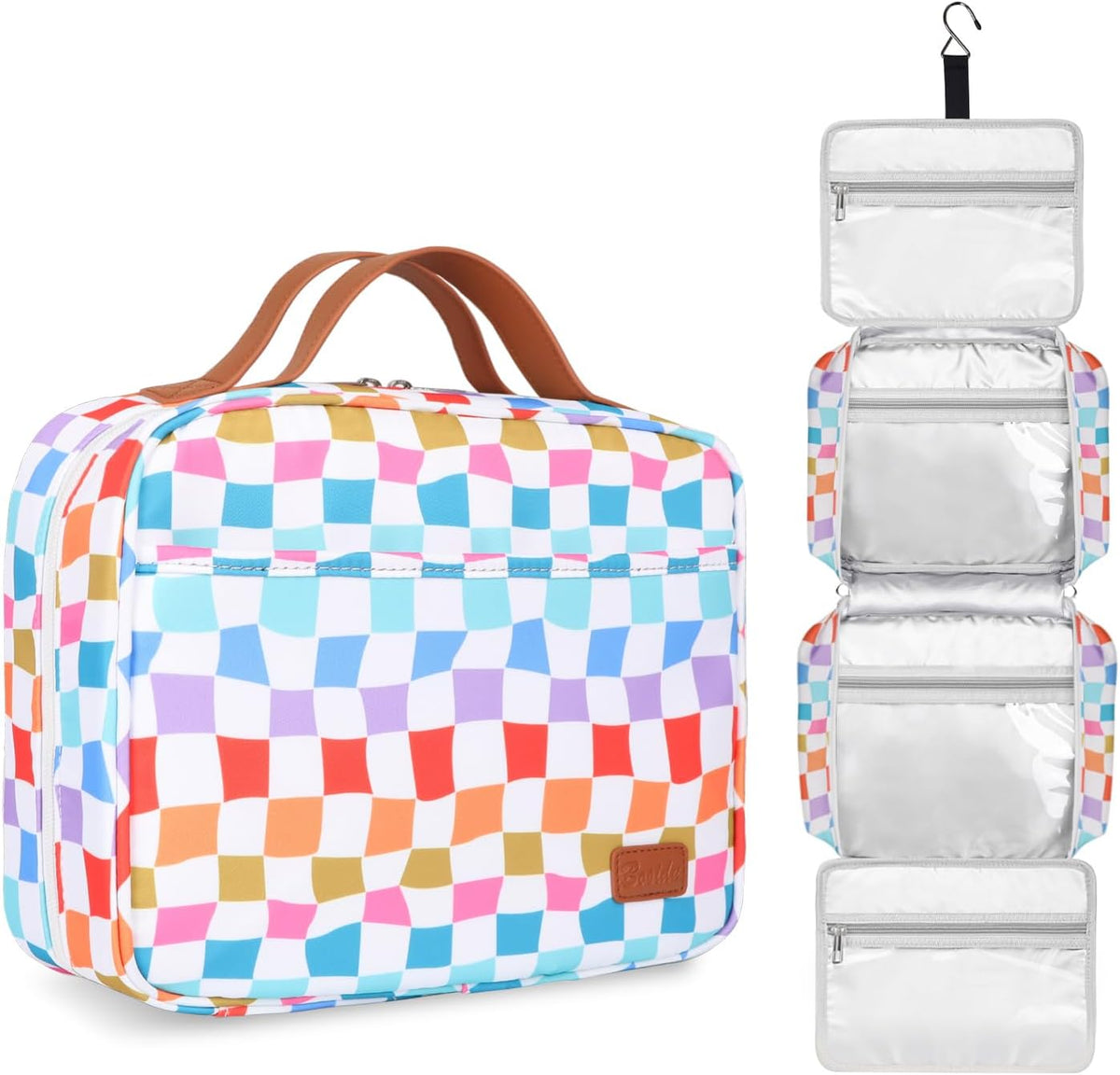 Hanging Travel Toiletry Bag,Large Capacity Cosmetic Travel Toiletry Organizer for Women with 4 Compartments & 1 Sturdy Hook,Perfect for Travel/Daily Use/Christmas