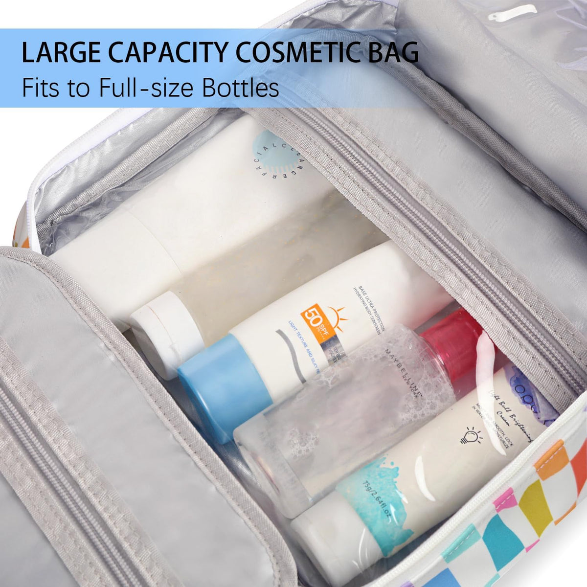 Hanging Travel Toiletry Bag,Large Capacity Cosmetic Travel Toiletry Organizer for Women with 4 Compartments & 1 Sturdy Hook,Perfect for Travel/Daily Use/Christmas
