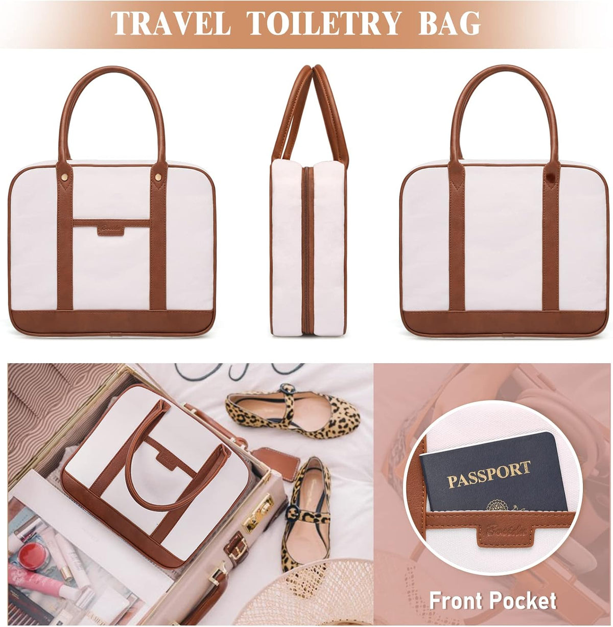 Hanging Travel Toiletry Bag,Large Capacity Cosmetic Travel Toiletry Organizer for Women with 4 Compartments & 1 Sturdy Hook,Perfect for Travel/Daily Use/Christmas
