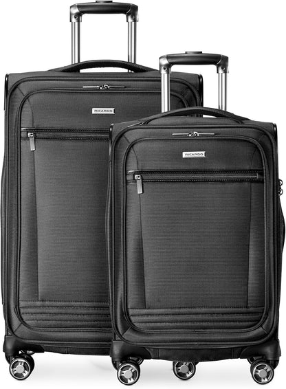 Avalon Softside Carry-On Luggage Made with Sustainable 100% Recycled PET (rPET), Lightweight, Eco-Friendly Travel, Expandable, Dual Spinner Wheels, Serengeti Night, 20-inch