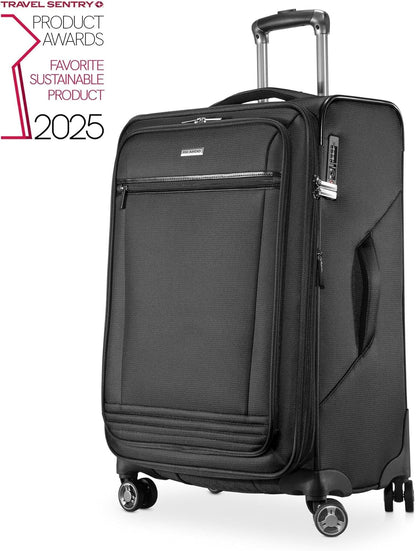 Avalon Softside Carry-On Luggage Made with Sustainable 100% Recycled PET (rPET), Lightweight, Eco-Friendly Travel, Expandable, Dual Spinner Wheels, Serengeti Night, 20-inch