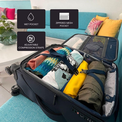 Avalon Softside Carry-On Luggage Made with Sustainable 100% Recycled PET (rPET), Lightweight, Eco-Friendly Travel, Expandable, Dual Spinner Wheels, Serengeti Night, 20-inch