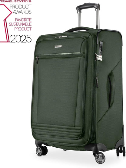 Avalon Softside Carry-On Luggage Made with Sustainable 100% Recycled PET (rPET), Lightweight, Eco-Friendly Travel, Expandable, Dual Spinner Wheels, Serengeti Night, 20-inch