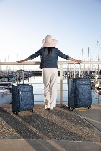 Avalon Softside Carry-On Luggage Made with Sustainable 100% Recycled PET (rPET), Lightweight, Eco-Friendly Travel, Expandable, Dual Spinner Wheels, Serengeti Night, 20-inch