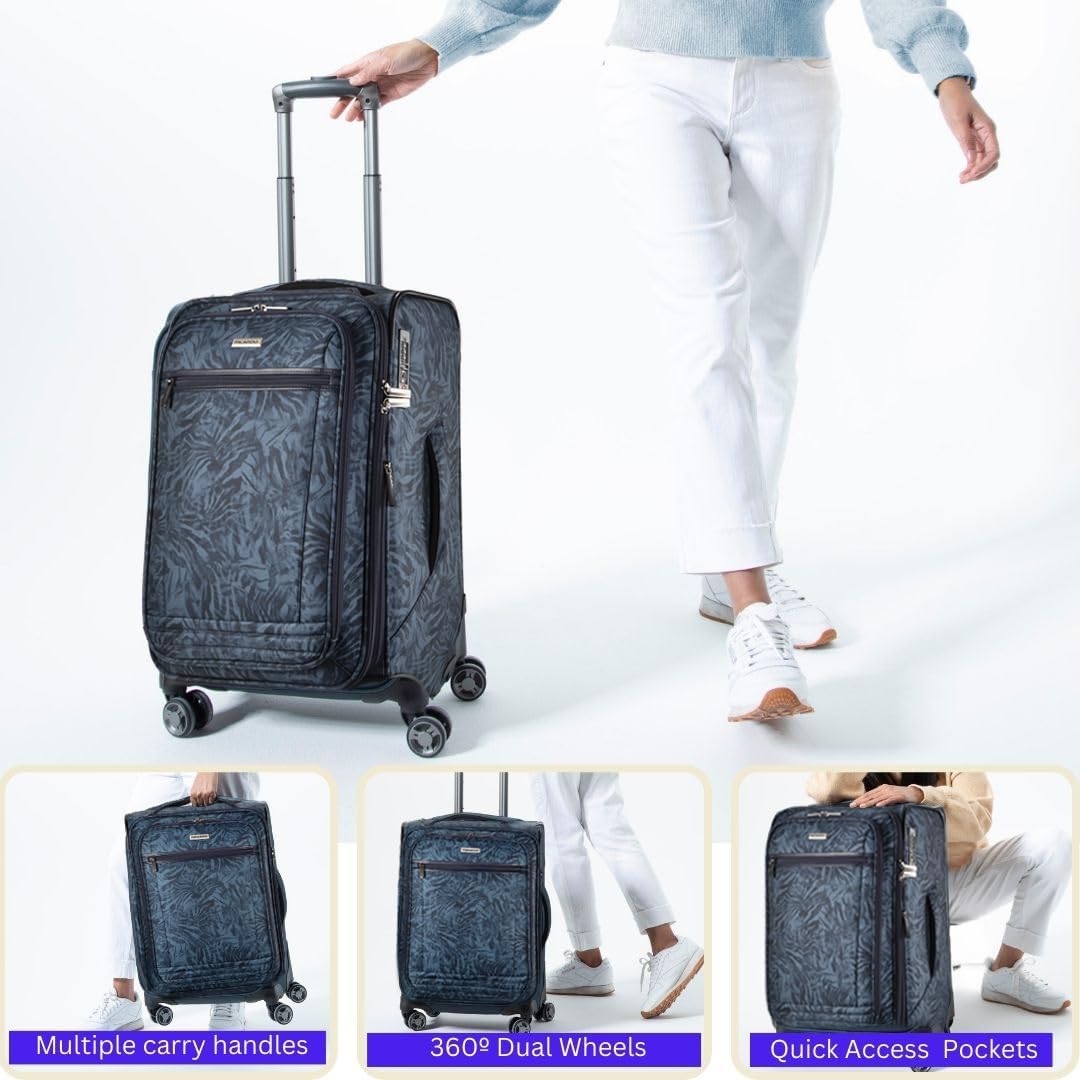 Avalon Softside Carry-On Luggage Made with Sustainable 100% Recycled PET (rPET), Lightweight, Eco-Friendly Travel, Expandable, Dual Spinner Wheels, Serengeti Night, 20-inch