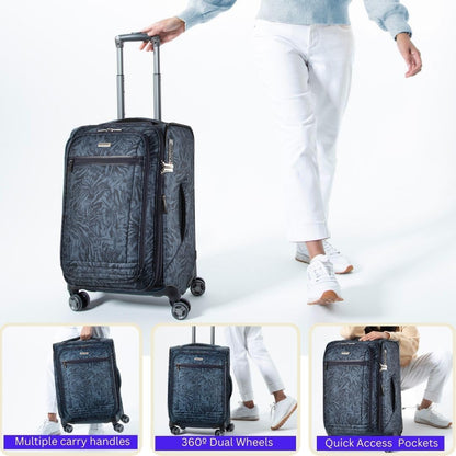 Avalon Softside Carry-On Luggage Made with Sustainable 100% Recycled PET (rPET), Lightweight, Eco-Friendly Travel, Expandable, Dual Spinner Wheels, Serengeti Night, 20-inch