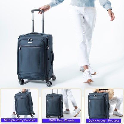 Avalon Softside Carry-On Luggage Made with Sustainable 100% Recycled PET (rPET), Lightweight, Eco-Friendly Travel, Expandable, Dual Spinner Wheels, Serengeti Night, 20-inch