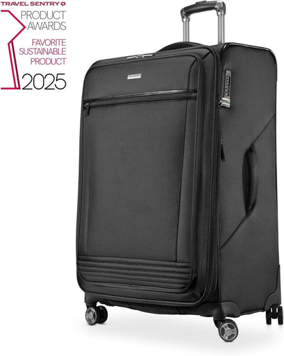 Avalon Softside Carry-On Luggage Made with Sustainable 100% Recycled PET (rPET), Lightweight, Eco-Friendly Travel, Expandable, Dual Spinner Wheels, Serengeti Night, 20-inch