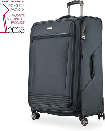 Avalon Softside Carry-On Luggage Made with Sustainable 100% Recycled PET (rPET), Lightweight, Eco-Friendly Travel, Expandable, Dual Spinner Wheels, Serengeti Night, 20-inch