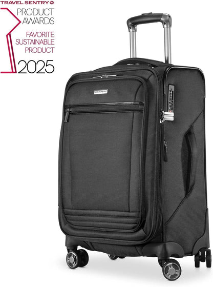 Avalon Softside Carry-On Luggage Made with Sustainable 100% Recycled PET (rPET), Lightweight, Eco-Friendly Travel, Expandable, Dual Spinner Wheels, Serengeti Night, 20-inch
