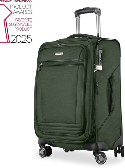 Avalon Softside Carry-On Luggage Made with Sustainable 100% Recycled PET (rPET), Lightweight, Eco-Friendly Travel, Expandable, Dual Spinner Wheels, Serengeti Night, 20-inch