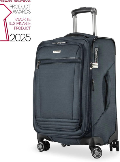 Avalon Softside Carry-On Luggage Made with Sustainable 100% Recycled PET (rPET), Lightweight, Eco-Friendly Travel, Expandable, Dual Spinner Wheels, Serengeti Night, 20-inch