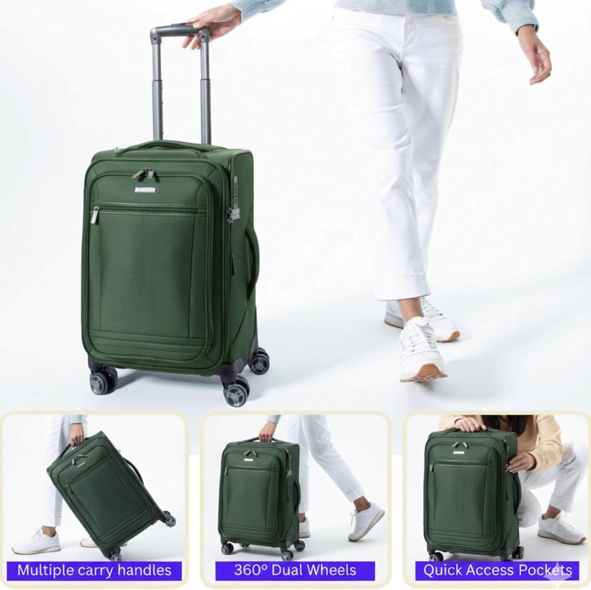 Avalon Softside Carry-On Luggage Made with Sustainable 100% Recycled PET (rPET), Lightweight, Eco-Friendly Travel, Expandable, Dual Spinner Wheels, Serengeti Night, 20-inch