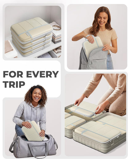 Percover Compression Packing Cubes for Travel, 6-Piece Structured Compression Organizer Set for Organized Packing & Carry-On Luggage, Pink