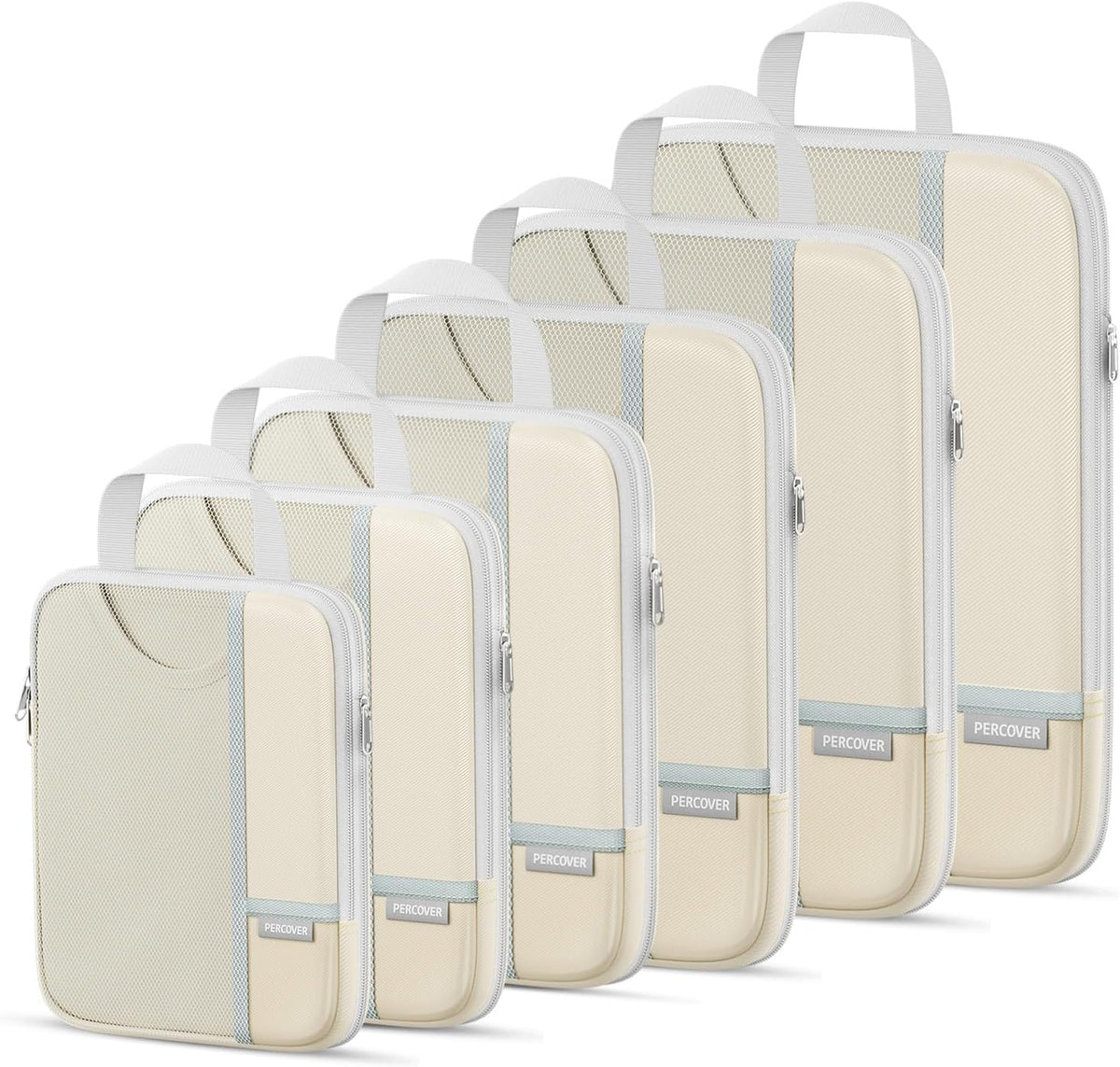 Percover Compression Packing Cubes for Travel, 6-Piece Structured Compression Organizer Set for Organized Packing & Carry-On Luggage, Pink