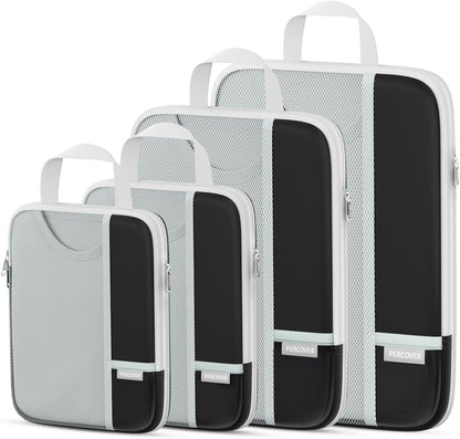 Percover Compression Packing Cubes for Travel, 6-Piece Structured Compression Organizer Set for Organized Packing & Carry-On Luggage, Pink