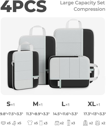Percover Compression Packing Cubes for Travel, 6-Piece Structured Compression Organizer Set for Organized Packing & Carry-On Luggage, Pink