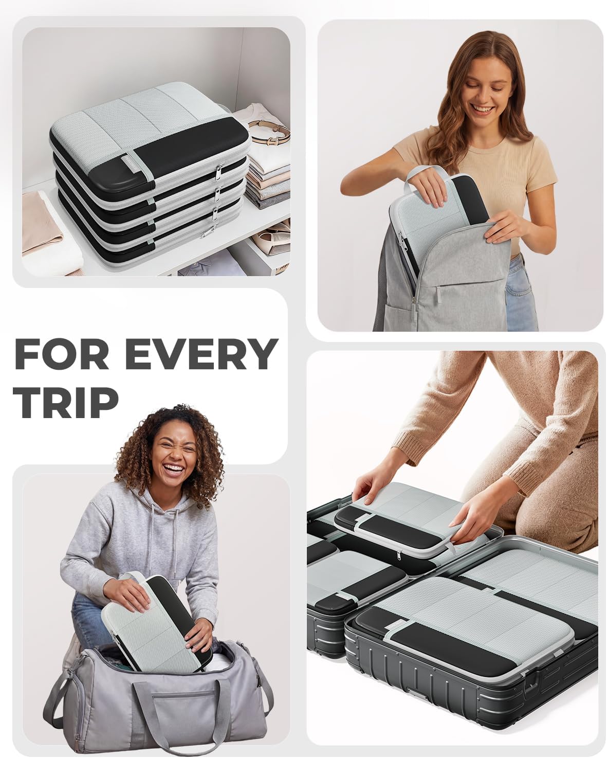 Percover Compression Packing Cubes for Travel, 6-Piece Structured Compression Organizer Set for Organized Packing & Carry-On Luggage, Pink