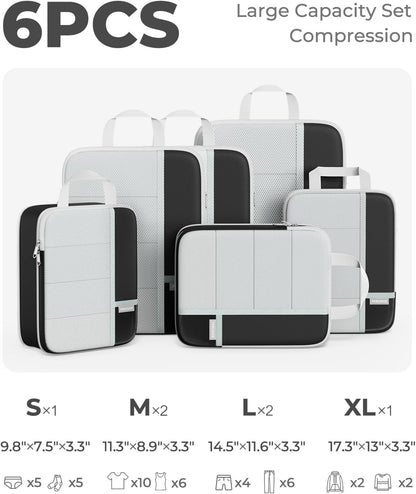 Percover Compression Packing Cubes for Travel, 6-Piece Structured Compression Organizer Set for Organized Packing & Carry-On Luggage, Pink