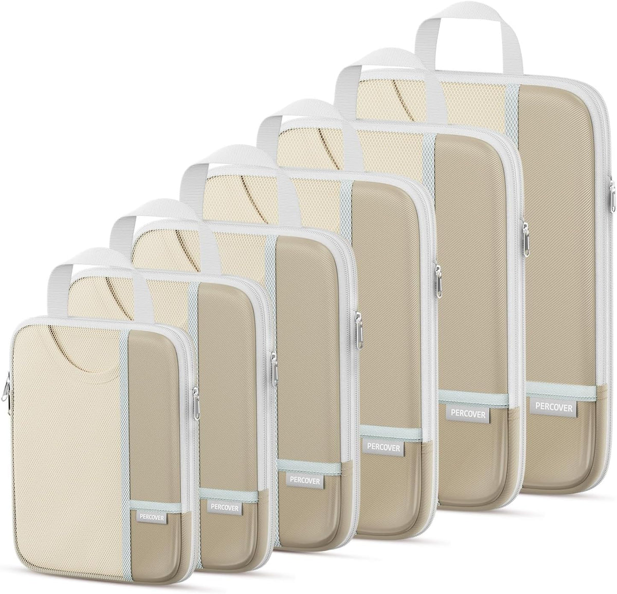 Percover Compression Packing Cubes for Travel, 6-Piece Structured Compression Organizer Set for Organized Packing & Carry-On Luggage, Pink