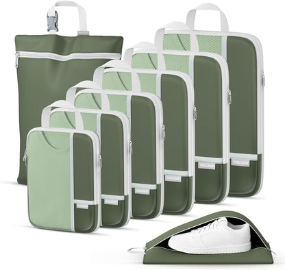 Percover Compression Packing Cubes for Travel, 6-Piece Structured Compression Organizer Set for Organized Packing & Carry-On Luggage, Pink