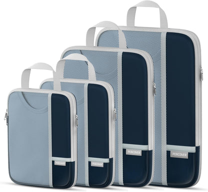 Percover Compression Packing Cubes for Travel, 6-Piece Structured Compression Organizer Set for Organized Packing & Carry-On Luggage, Pink