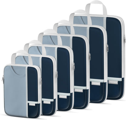Percover Compression Packing Cubes for Travel, 6-Piece Structured Compression Organizer Set for Organized Packing & Carry-On Luggage, Pink