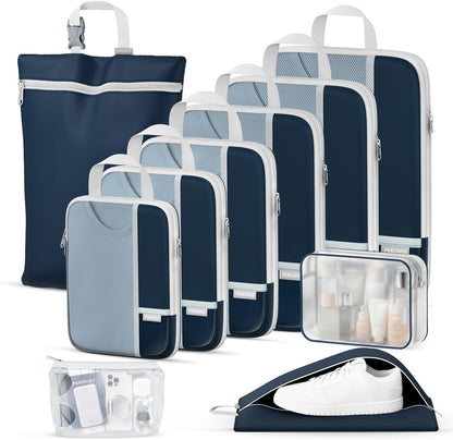 Percover Compression Packing Cubes for Travel, 6-Piece Structured Compression Organizer Set for Organized Packing & Carry-On Luggage, Pink
