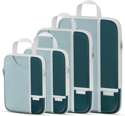 Percover Compression Packing Cubes for Travel, 6-Piece Structured Compression Organizer Set for Organized Packing & Carry-On Luggage, Pink