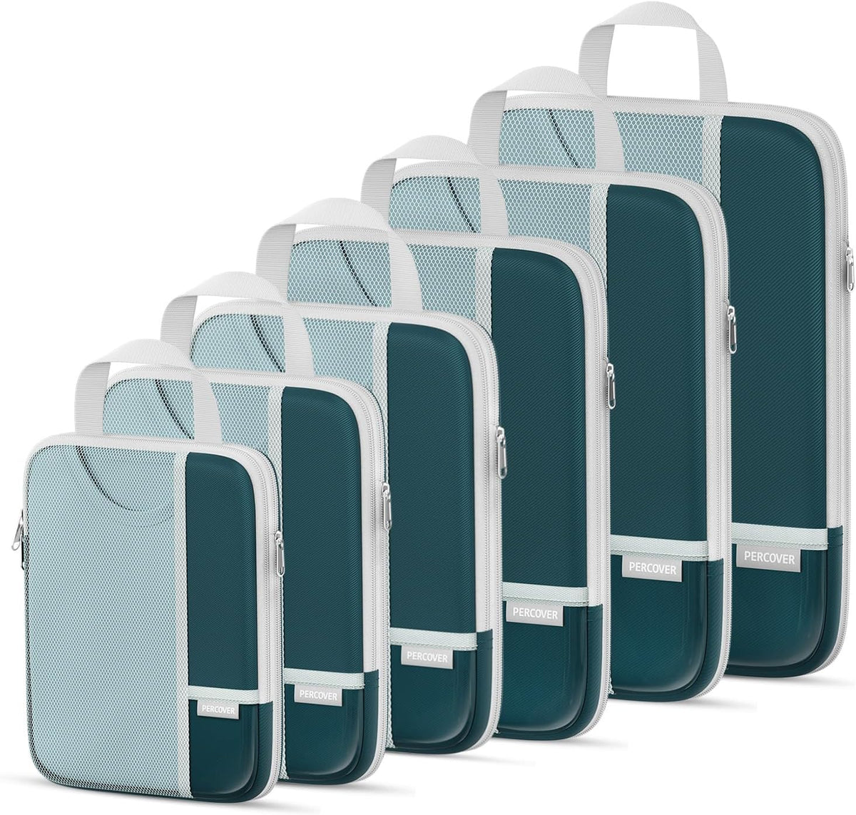 Percover Compression Packing Cubes for Travel, 6-Piece Structured Compression Organizer Set for Organized Packing & Carry-On Luggage, Pink