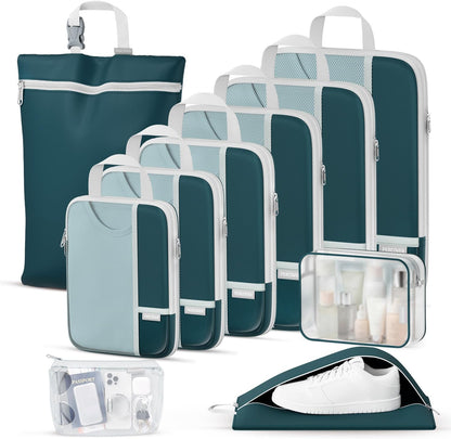 Percover Compression Packing Cubes for Travel, 6-Piece Structured Compression Organizer Set for Organized Packing & Carry-On Luggage, Pink