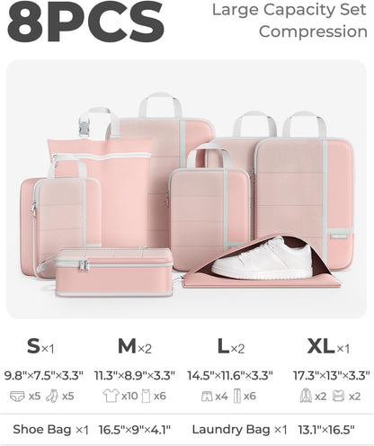 Percover Compression Packing Cubes for Travel, 6-Piece Structured Compression Organizer Set for Organized Packing & Carry-On Luggage, Pink