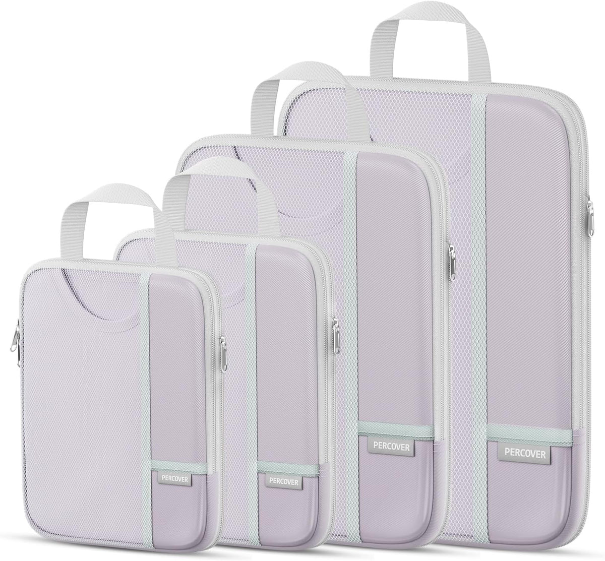 Percover Compression Packing Cubes for Travel, 6-Piece Structured Compression Organizer Set for Organized Packing & Carry-On Luggage, Pink