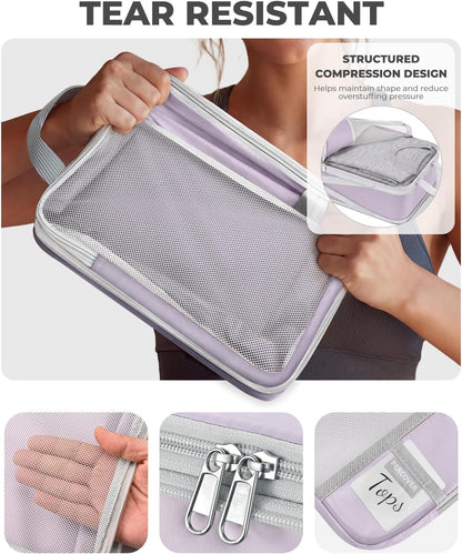 Percover Compression Packing Cubes for Travel, 6-Piece Structured Compression Organizer Set for Organized Packing & Carry-On Luggage, Pink