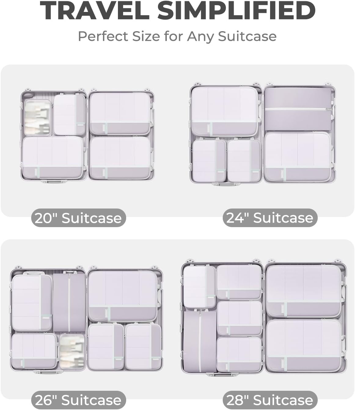 Percover Compression Packing Cubes for Travel, 6-Piece Structured Compression Organizer Set for Organized Packing & Carry-On Luggage, Pink