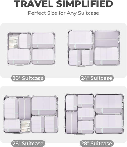 Percover Compression Packing Cubes for Travel, 6-Piece Structured Compression Organizer Set for Organized Packing & Carry-On Luggage, Pink