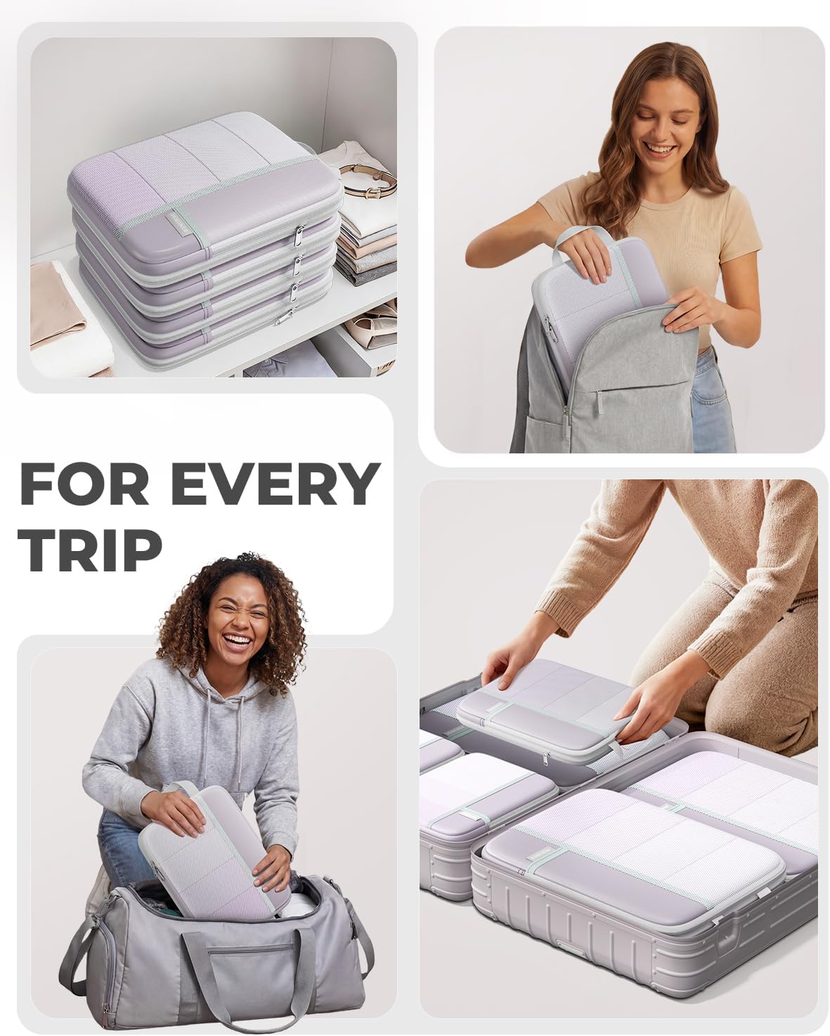 Percover Compression Packing Cubes for Travel, 6-Piece Structured Compression Organizer Set for Organized Packing & Carry-On Luggage, Pink