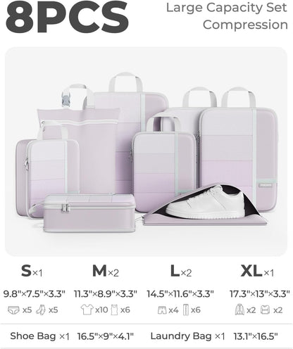 Percover Compression Packing Cubes for Travel, 6-Piece Structured Compression Organizer Set for Organized Packing & Carry-On Luggage, Pink