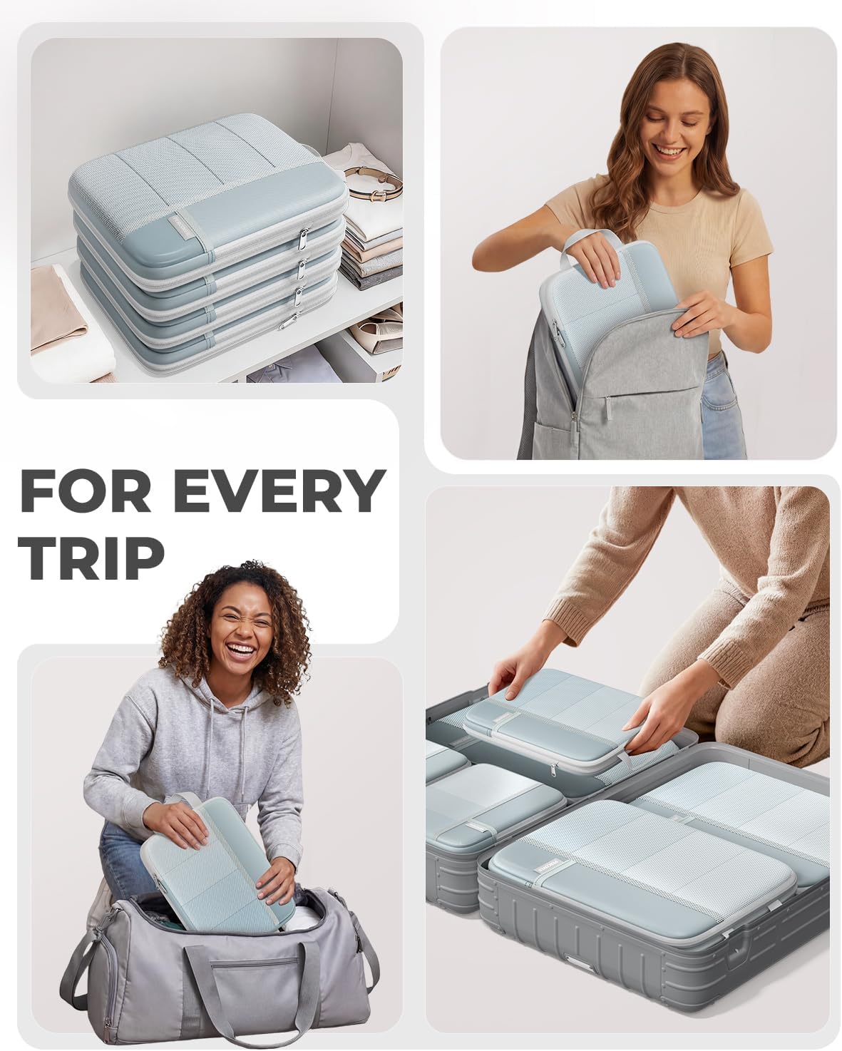 Percover Compression Packing Cubes for Travel, 6-Piece Structured Compression Organizer Set for Organized Packing & Carry-On Luggage, Pink