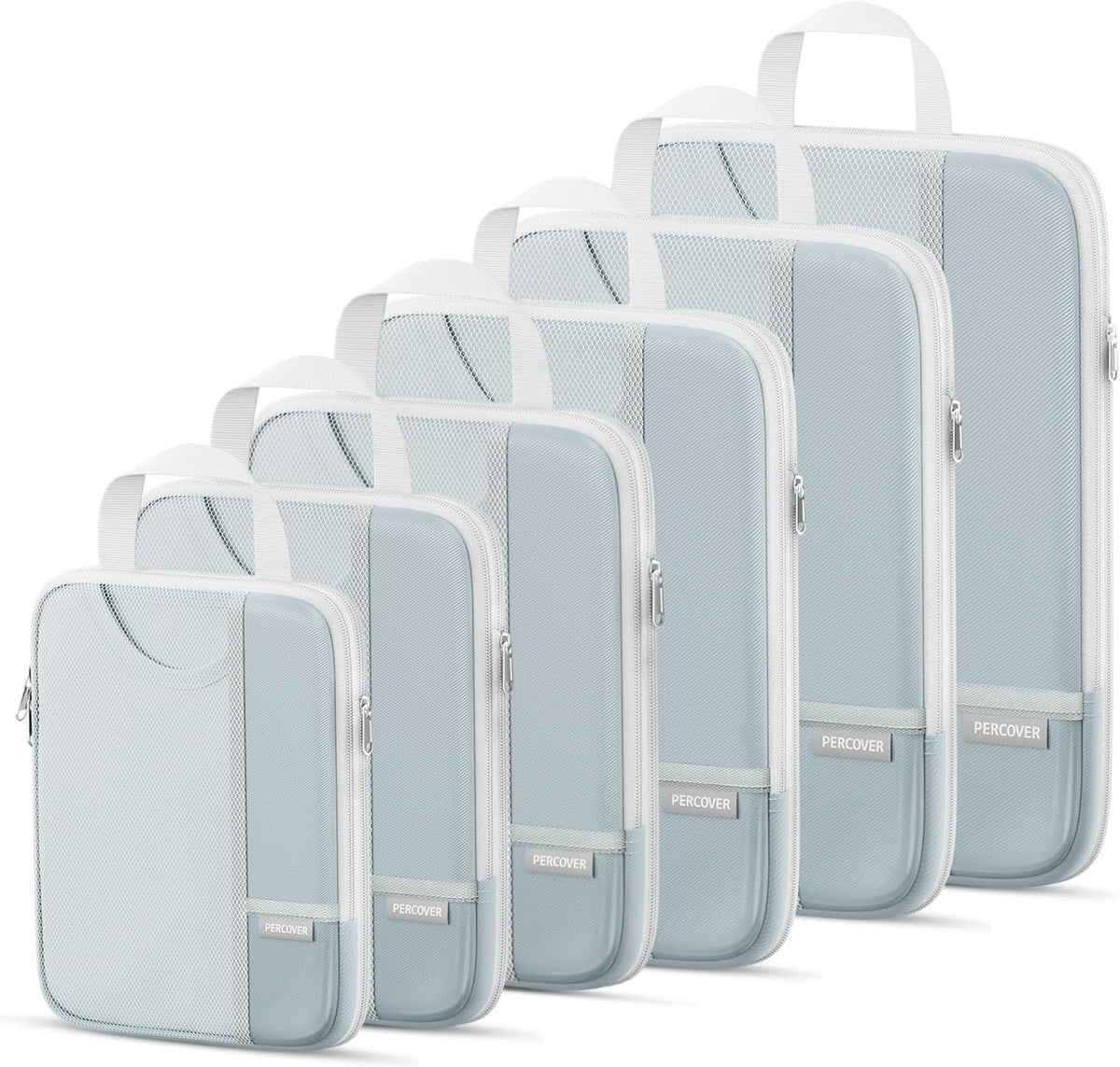 Percover Compression Packing Cubes for Travel, 6-Piece Structured Compression Organizer Set for Organized Packing & Carry-On Luggage, Pink
